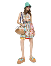 Short twill skirt with mixed panels - | Dolce & Gabbana