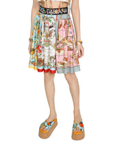 Short twill skirt with mixed panels - | Dolce & Gabbana