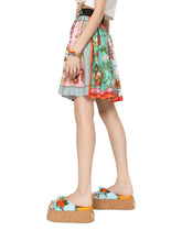 Short twill skirt with mixed panels - | Dolce & Gabbana