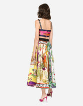 Twill calf-length skirt with mixed panels - | Dolce & Gabbana