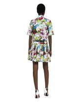 Short cotton skirt with nocturnal flower print - | Dolce & Gabbana