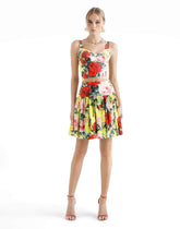 Short cotton skirt with bouquet print - | Dolce & Gabbana