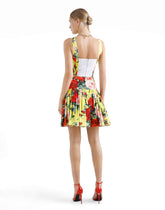 Short cotton skirt with bouquet print - | Dolce & Gabbana