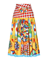 Poplin midi skirt with Carretto print - | Dolce & Gabbana