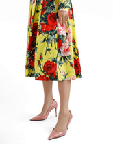 Cotton bouquet print midi skirt - | Dolce & Gabbana