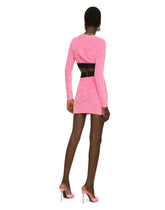 Flocked jersey miniskirt with all-over DG logo - | Dolce & Gabbana