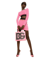 Flocked jersey miniskirt with all-over DG logo - | Dolce & Gabbana