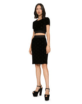 Flocked jersey midi skirt with all-over DG logo - | Dolce & Gabbana