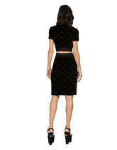 Flocked jersey midi skirt with all-over DG logo - | Dolce & Gabbana