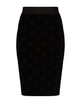 Flocked jersey midi skirt with all-over DG logo - | Dolce & Gabbana
