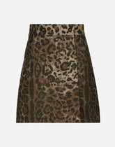 Short Jacquard wool leopard skirt - | Dolce & Gabbana