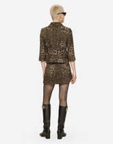 Short Jacquard wool leopard skirt - | Dolce & Gabbana
