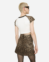 Short Jacquard wool leopard skirt - | Dolce & Gabbana