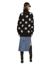 Denim calf-length skirt with logo tag - | Dolce & Gabbana