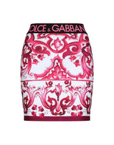 Majolica-print technical jersey short skirt - | Dolce & Gabbana