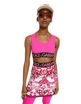 Majolica-print technical jersey short skirt - | Dolce & Gabbana