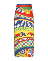 Calf-length technical jersey pencil skirt with Carretto print - | Dolce & Gabbana