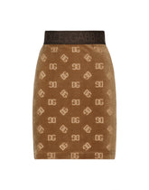 Chenille miniskirt with jacquard logo - | Dolce & Gabbana
