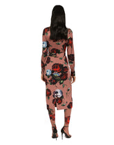 Charmeuse calf-length skirt with vintage rose print - | Dolce & Gabbana