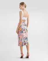 Floral-print charmeuse calf-length skirt - | Dolce & Gabbana