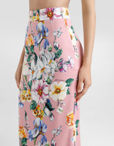 Floral-print charmeuse calf-length skirt - | Dolce & Gabbana