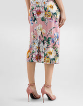 Floral-print charmeuse calf-length skirt - | Dolce & Gabbana