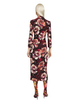Cady calf-length skirt with peony print - | Dolce & Gabbana