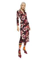 Cady calf-length skirt with peony print - | Dolce & Gabbana