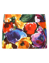 Brocade miniskirt with abstract flower print - | Dolce & Gabbana
