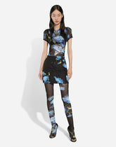 Fabric miniskirt with bluebell print - | Dolce & Gabbana