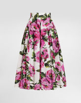 Peony-print cotton circle skirt - | Dolce & Gabbana