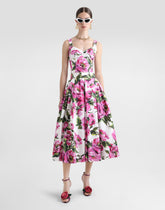 Peony-print cotton circle skirt - | Dolce & Gabbana