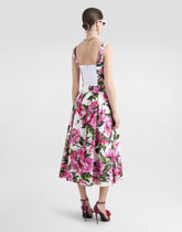 Peony-print cotton circle skirt - | Dolce & Gabbana