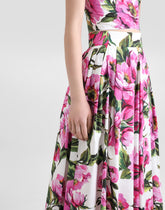 Peony-print cotton circle skirt - | Dolce & Gabbana