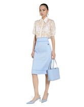 Calf-length raschel tweed pencil skirt with DG logo - | Dolce & Gabbana