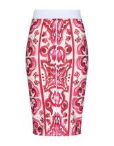 Majolica-print marquisette pencil skirt - | Dolce & Gabbana