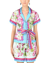 Bluebell-print twill shirt with belt - | Dolce & Gabbana