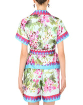 Bluebell-print twill shirt with belt - | Dolce & Gabbana