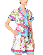 Bluebell-print twill shirt with belt - | Dolce & Gabbana