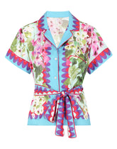 Bluebell-print twill shirt with belt - | Dolce & Gabbana