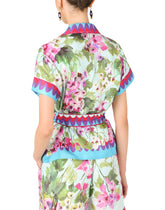 Bluebell-print twill shirt with belt - | Dolce & Gabbana