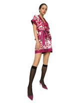 Majolica-print twill shirt with belt - | Dolce & Gabbana
