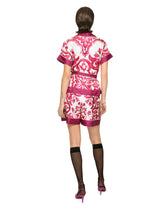 Majolica-print twill shirt with belt - | Dolce & Gabbana