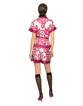 Majolica-print twill shirt with belt - | Dolce & Gabbana