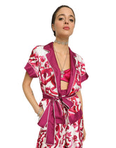Majolica-print twill shirt with belt - | Dolce & Gabbana
