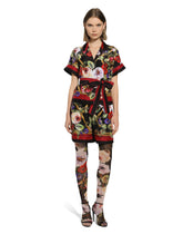 Twill pajama shirt with rose garden print - | Dolce & Gabbana