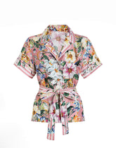 Twill pajama shirt with floral print - | Dolce & Gabbana