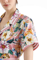 Twill pajama shirt with floral print - | Dolce & Gabbana