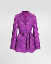 Long-sleeved silk satin jacquard pajama shirt with DG logo - | Dolce & Gabbana