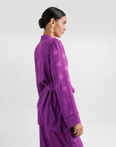 Long-sleeved silk satin jacquard pajama shirt with DG logo - | Dolce & Gabbana